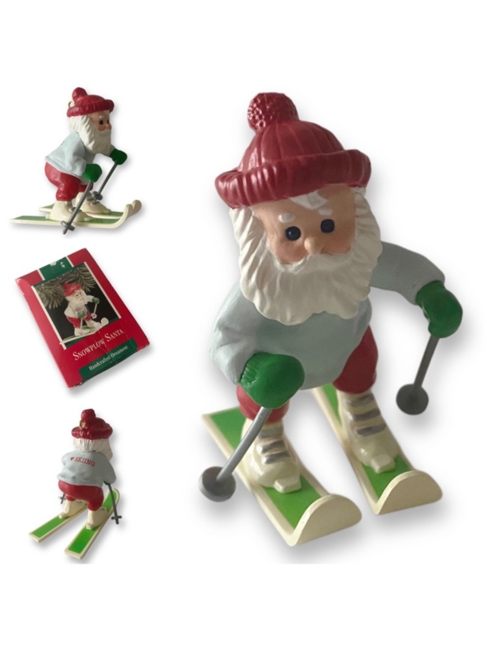 Hallmark, Keepsake Snowplow Santa, Vintage 1989, Skiing Santa Claus Ornament